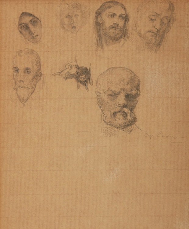 Artwork by Ozias Leduc, L’Enfant de choeur; Ange; Étude de plusieurs visage