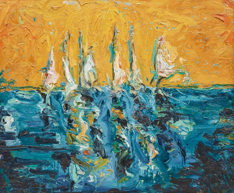 Artwork by Telford Fenton, Abstract in Blue and Yellow