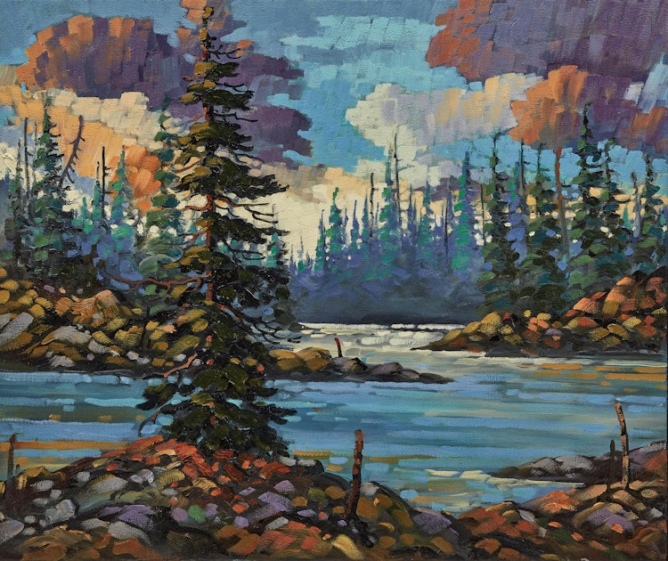 Artwork by Rod Charlesworth,  Early Evening Light, Inside Waters; Autumn Shores, Algonquin