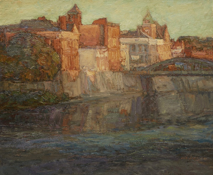 Artwork by Donald Besco, Sunset (Grand River, Galt, Ontario)