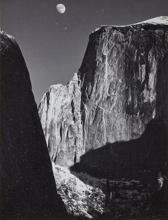 Artwork by Ansel Easton Adams, Moon and Half Dome, Yosemite National Park