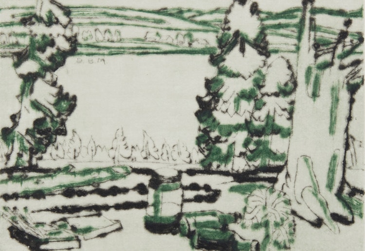 Artwork by David Brown Milne, Painting Place (Hilltop)