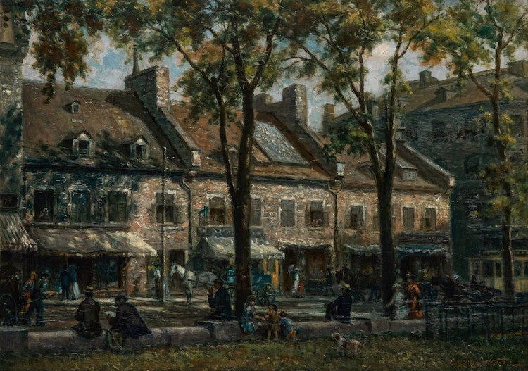 Artwork by Georges Delfosse,  Vieilles maisons, rue Notre Dame